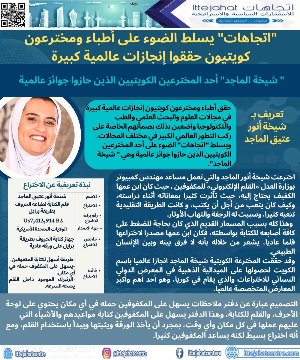" شيخة الماجد" أحد المخترعين الكويتيين الذين حازوا جوائز عالمية